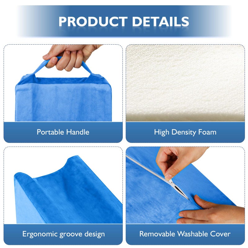 Hossmily Arm Elevation Pillow  Arm Wedge Elevation Pillow Excellent  Ergonomic Elbow Support Pillow for Sleeping Arm Pads Elbow Pillow with Removable Pillow Case-Blue - Image 5
